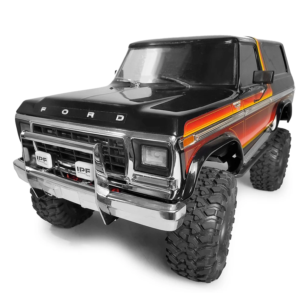 AXSPEED metalowy zderzak przedni z oświetleniem LED zestaw zderzaków antykolizyjnych do 1/10 gąsienica RC TRX4 Ford części zamienne