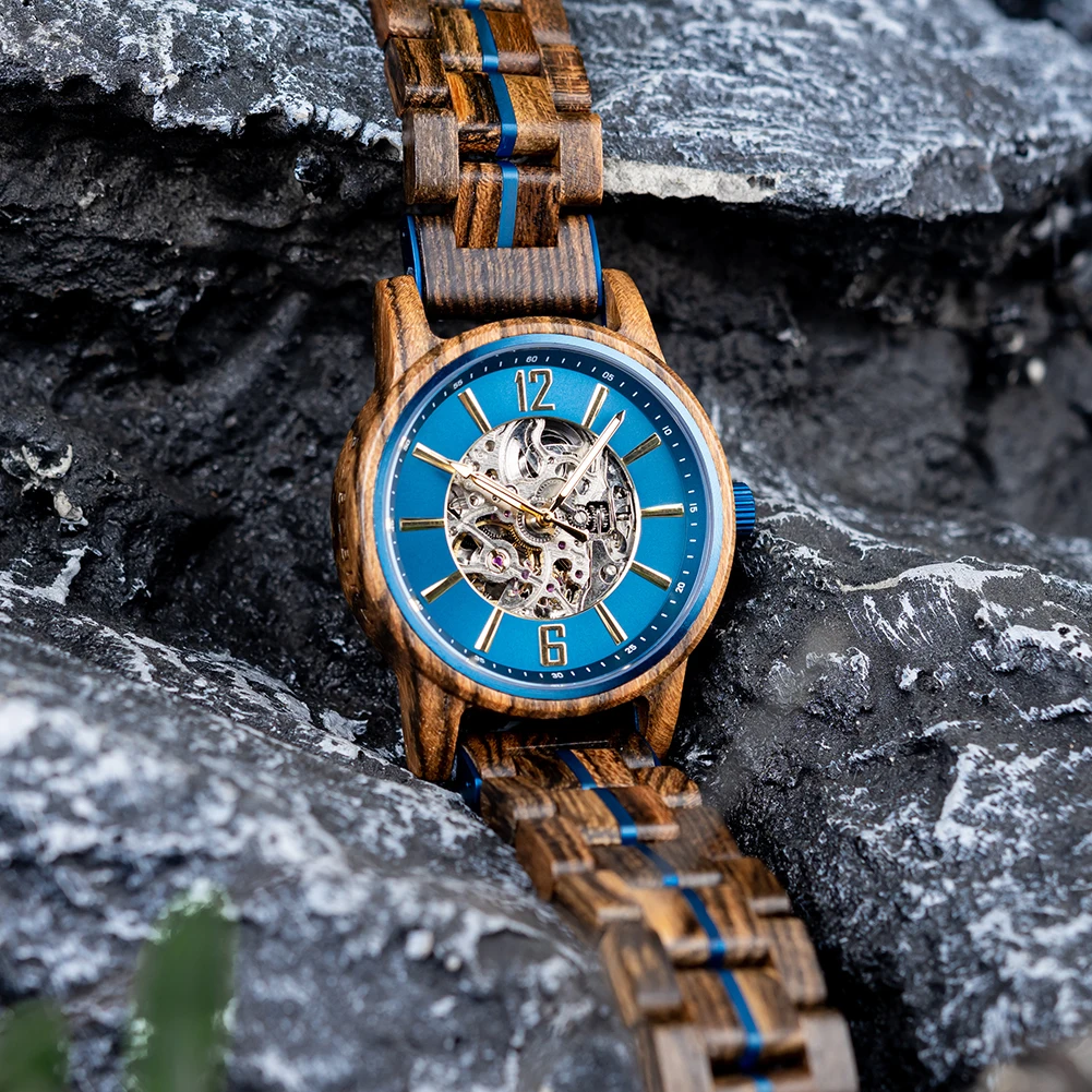 BOBO BIRD New Mechanical Watches for Men Real Wood Luxury Skeleton Automatic Watch Custom Man Gift for Xmas relojes mecánicos