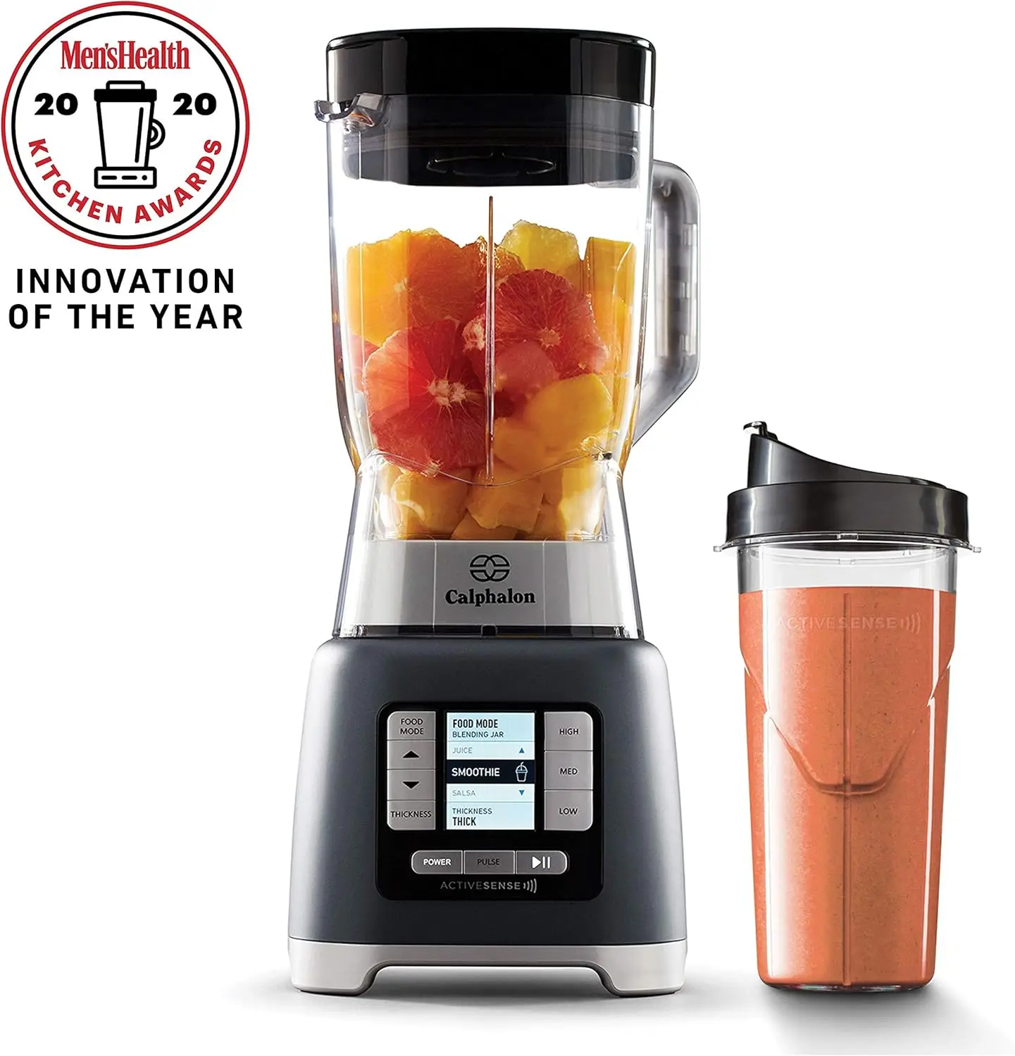 Блендер, портативная чашка для смузи Blend-n-Go на 24 унции, мотор ActiveSense мощностью 1200 Вт, темная нержавеющая сталь