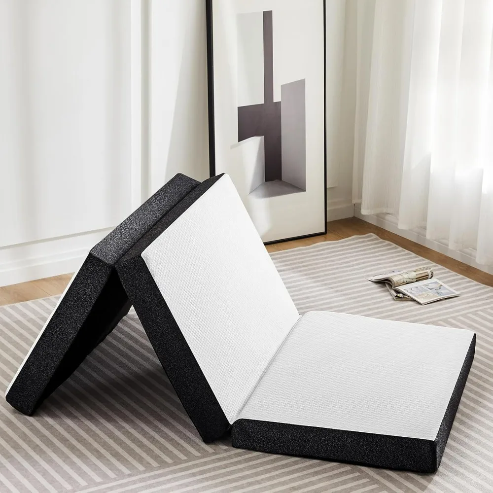 

Tri-fold Memory Foam Mattress, Foldable Mat for Kids and Adults, Collapsible and Washable Cover, 3 Inch Twin Portable Floor Bed