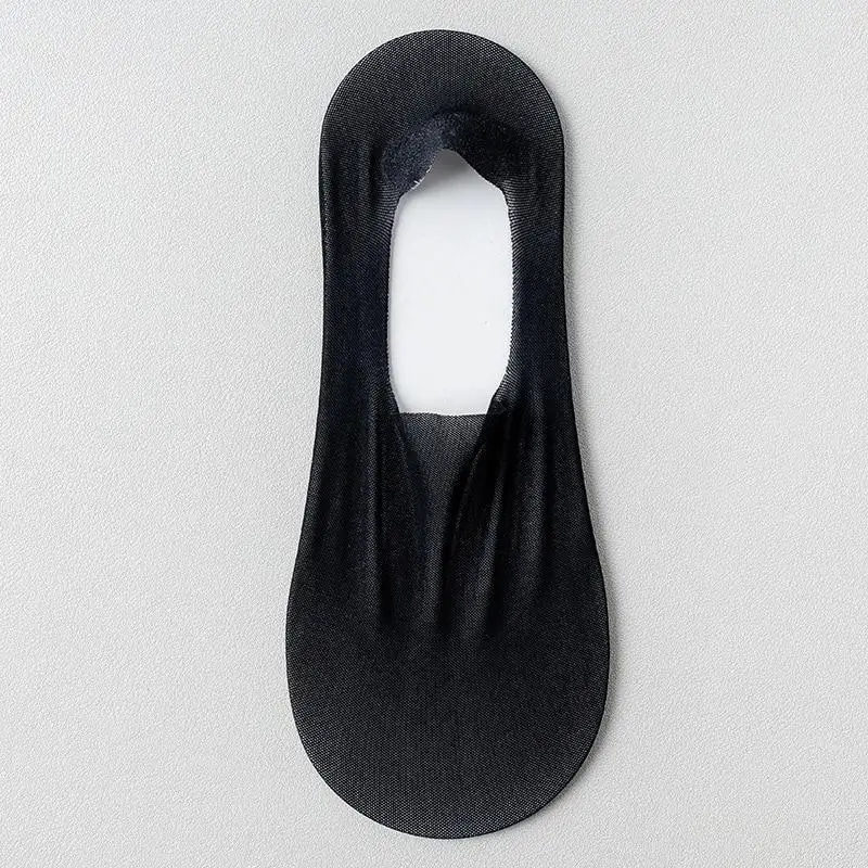 Summer Ultra-thin Breathable Sock Slippers Solid Color Ice Silk Low Cut Boat Socks Silicone Anti-slip Invisible No Show Socks view 2
