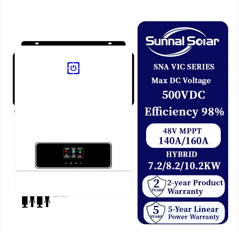 

Home Solar Energy System Plug And Play 8KW 8.2KW 10KW 10.2KW Off Grid Solar Hybrid Inverter With Dual MPPT