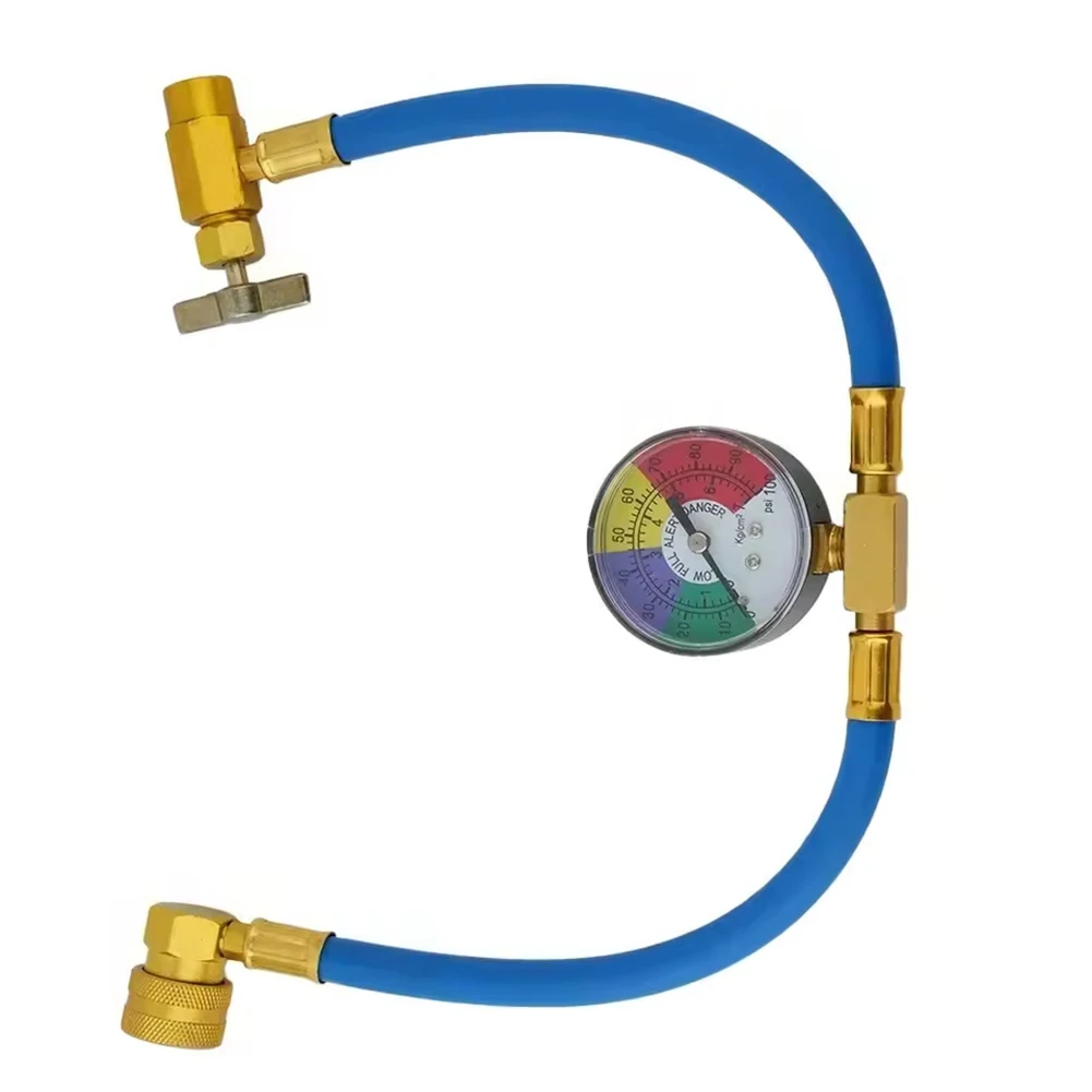 1set R134a AC Recharge Hose Kit With 1/2 Acme Can Tap Valve For Car Air Conditioning Repair Automotive Hand Tools