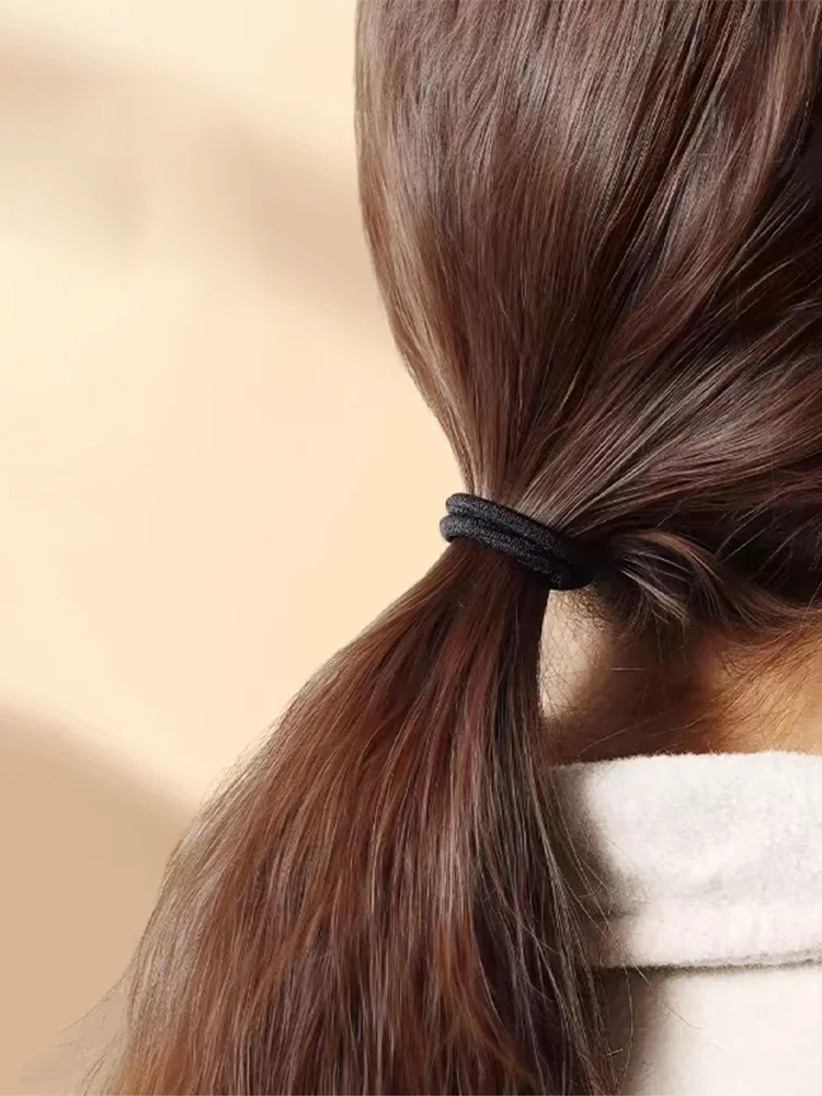 Pijnloos en niet-beschadigd haar Hoge elasticiteit Haarlus Zwarte hoofdband voor vrouwen Niet-beschadigende haarband Eenvoudige rubberen band - afbeelding 2