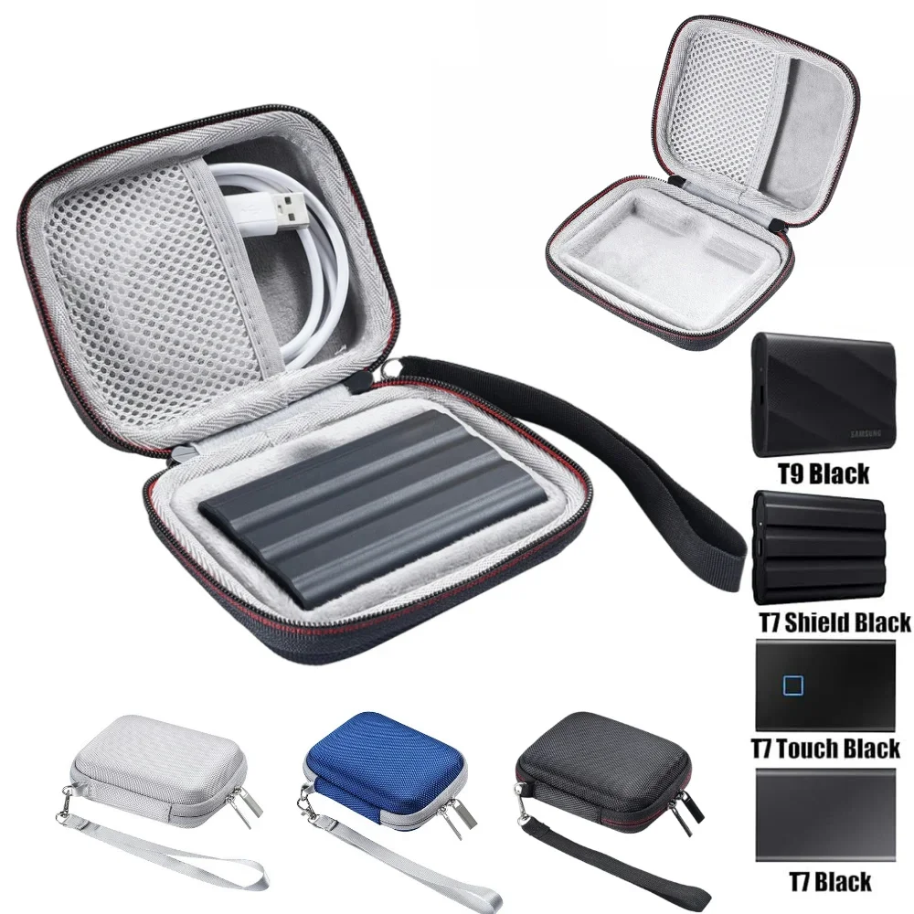 EVA Hard Carrying Case Anti-Scratch Travel Storage Bag External Hard Drive Bag for Samsung T7 Shield/T9 4TB/2TB/1TB Portable SSD