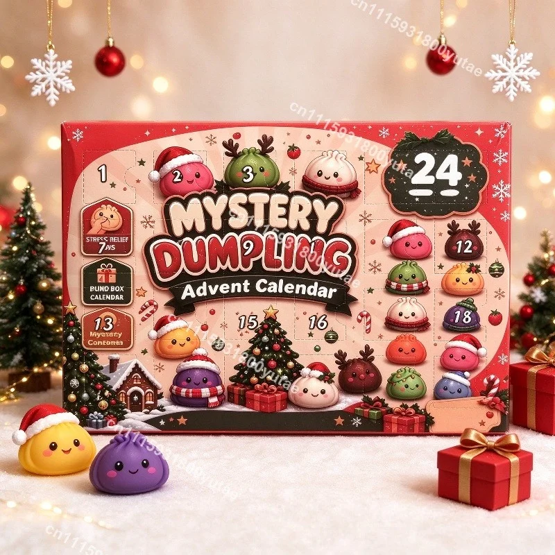 Christmas Squishy Advent Calendar 24 Day Countdown Surprise Box Dumpling Squishies Slow Rebound Squeeze Sensory Gift Decor