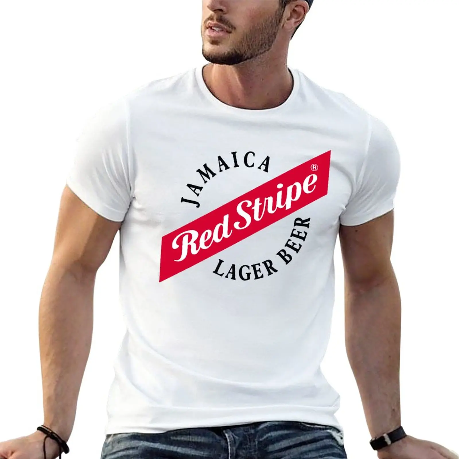 

New Red Jamaica Stripe Beer, Lager Beer Jamaica T-Shirt custom t shirt T-shirt short t shirts for men graphic