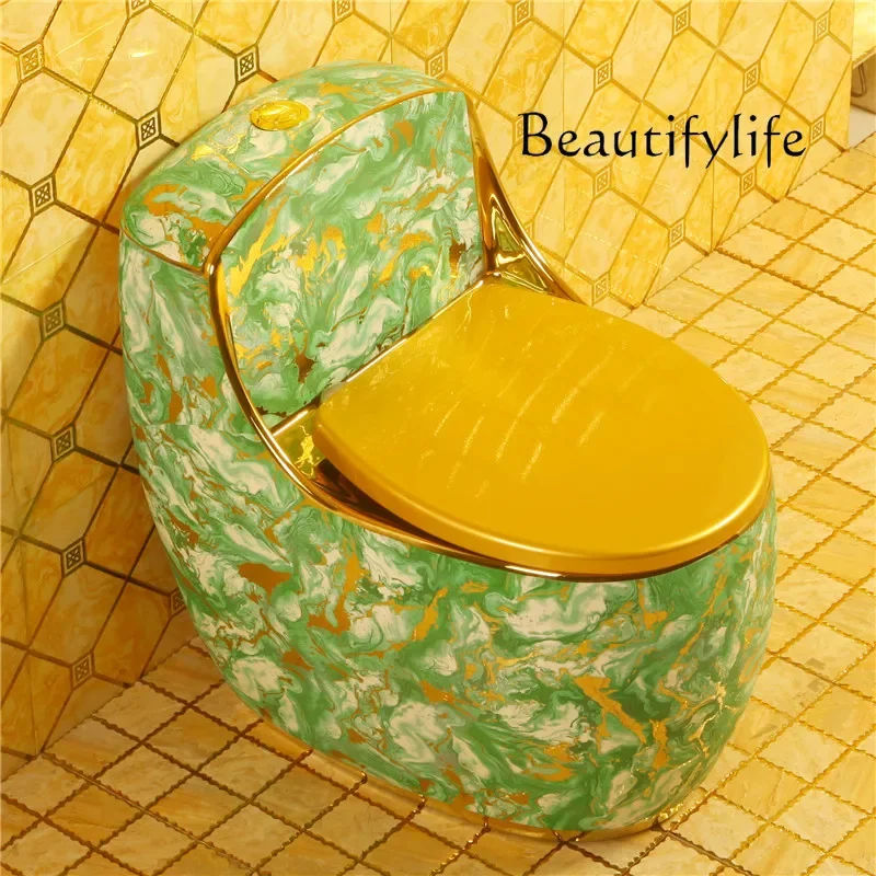 R Golden Toilet Personalized Creative Siphon Small Apartment Toilet Egg Pumping Color Toilet