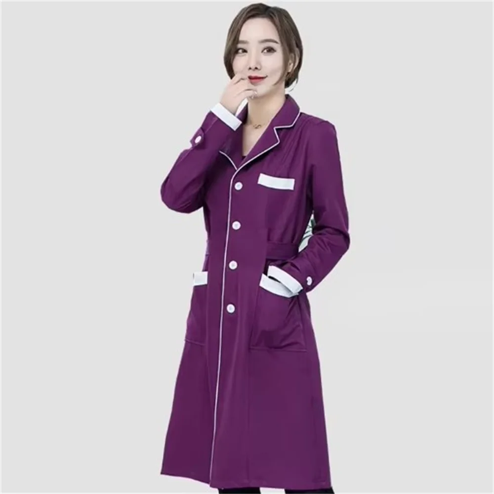 High quality Spa Uniforms Tattooist Work clothing Lab Coat Summer Purple Long Sleeve Beauty Salon Work Wear Scrubs Uniform New