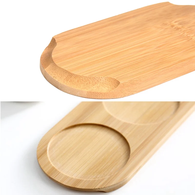 Pepper Mill Tray Bamboo Tea Tray Salt And Pepper Shaker Stand Tray Wooden Kitchen Storage Holder  Home Decoration Crafts