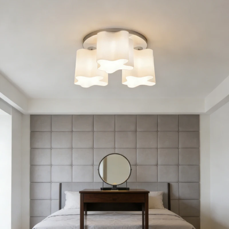 White Glass Ceiling Light E27 Bulb