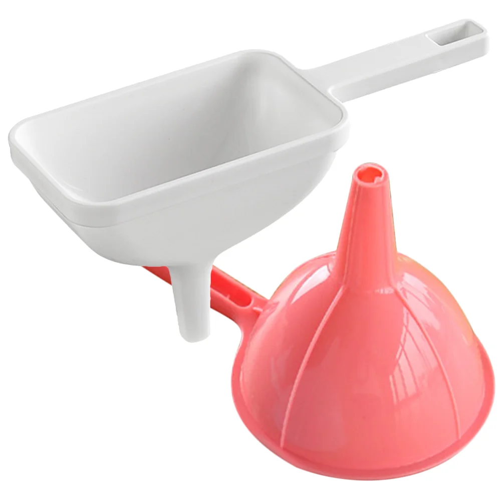 

2 Pcs Kitchen Small Funnel Oil Funnels Food Grade for Flasks Plastic Filing Bottle Wide Spout Lightweight Easy Use Storage