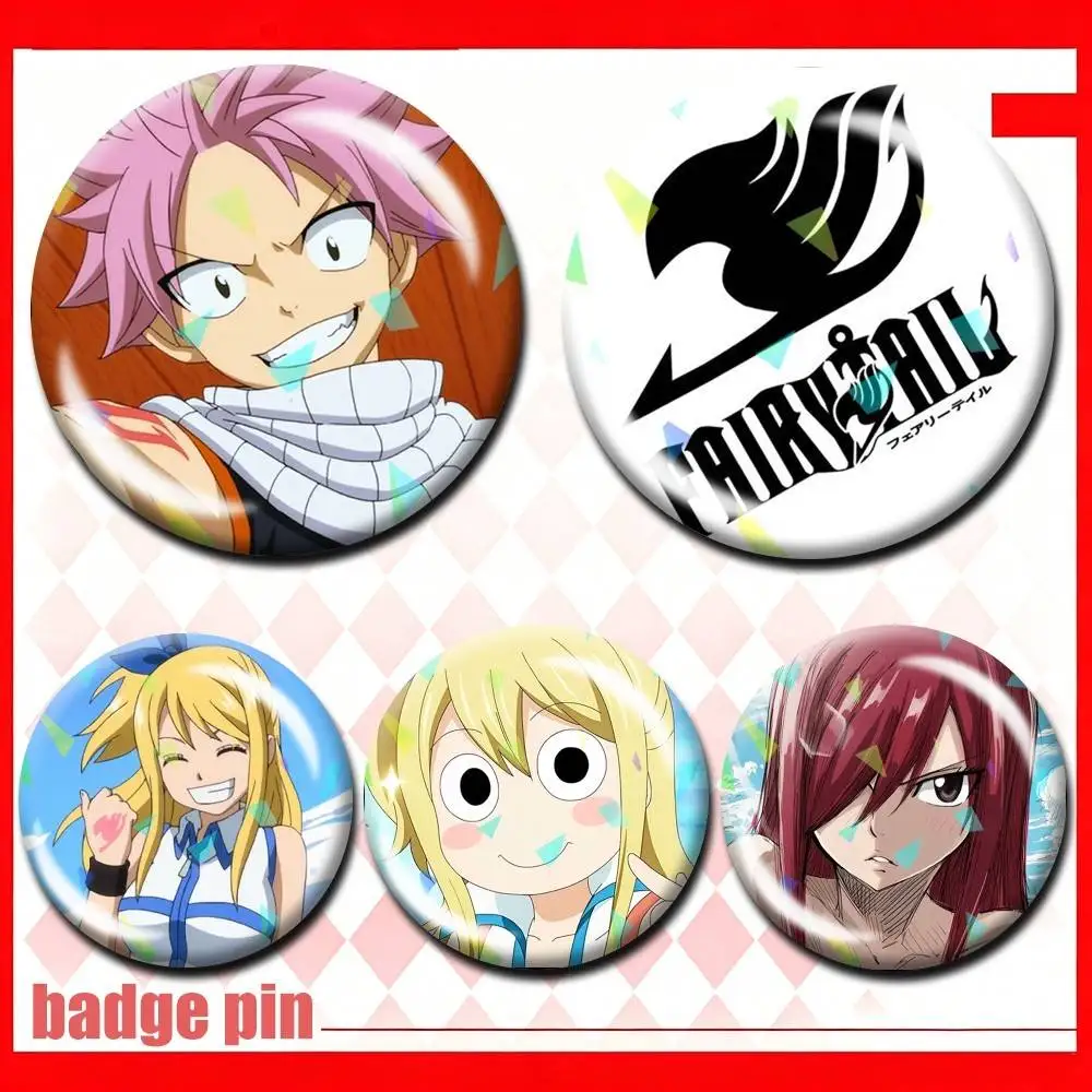 

Lucy Anime F-Fairy Tail Natsu 25 32 44 58 75mm Badges Personalized Round Brooches Pins Accessory Customizable