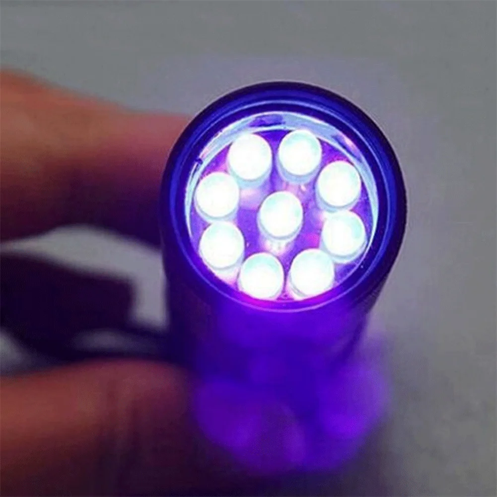 9 Uv Led Ultraviolet Flashlight Multi-functional Mini Fluorescent Torch Lightweight Portable Outdoor Waterproof Emergency Lamp