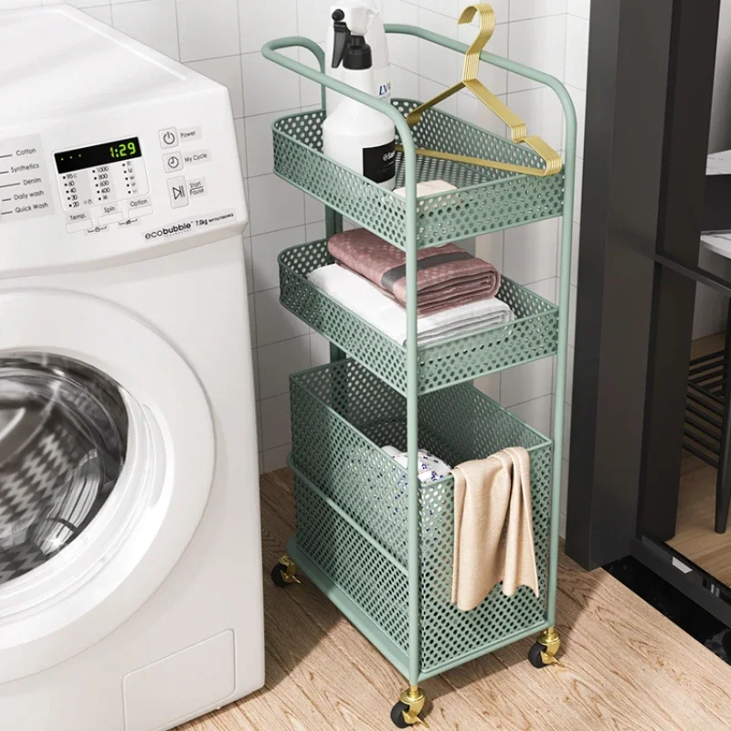 Multi-Layer Laundry Basket Luxe Narrow-Gap Dirty Clothes Storage Pull-Out Basket with Swivel Mobile Cart Laundry Hamper