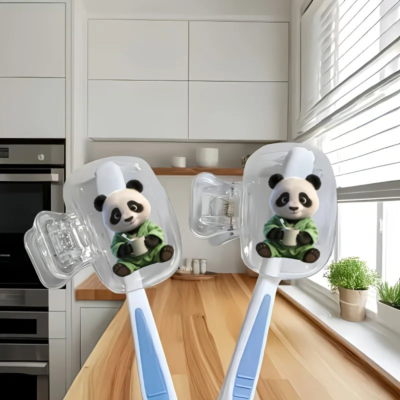 Cute Panda in Green Pajamas 2pcs Travel Toothbrush Case Storage Clip Ideal for Home Use Essential Bathroom Accessory Fun Product