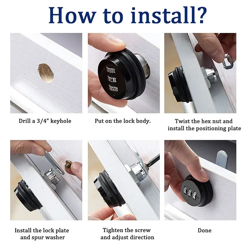 3 Digital Code Zinc Alloy Combination Lock Cabinet Mailbox Password Locker Cupboard Drawer Suitable for 15-20mm plate thickness image 3