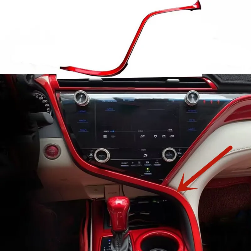

For Toyota Camry 2018-2024 Red Center Console Dashboard Strip Trim Cover Decor