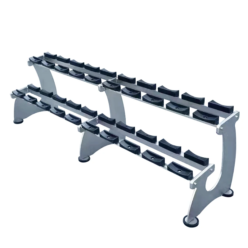 

Dumbbell Rack Adjustable 2-Tier Weight Stand Chrome Color Heavy Duty Weight Storage Rack for Home Gym Workout