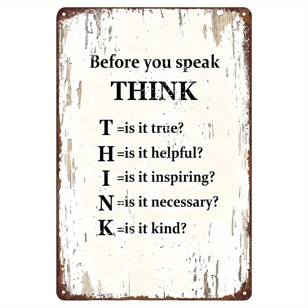 

THIINK Before You Speak - Unique Inspirational Metal Wall Art Sign - Home Decor, Room Decor, Restaurant, Bar, Cafe