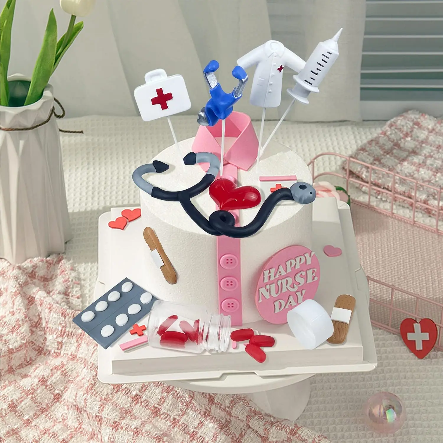 Nurse Cake Topper Nursing Cupcake Toppers Nurse Graduation Cake Decorations RN Theme Party for Nursing Graduation Party Supplies - view 5