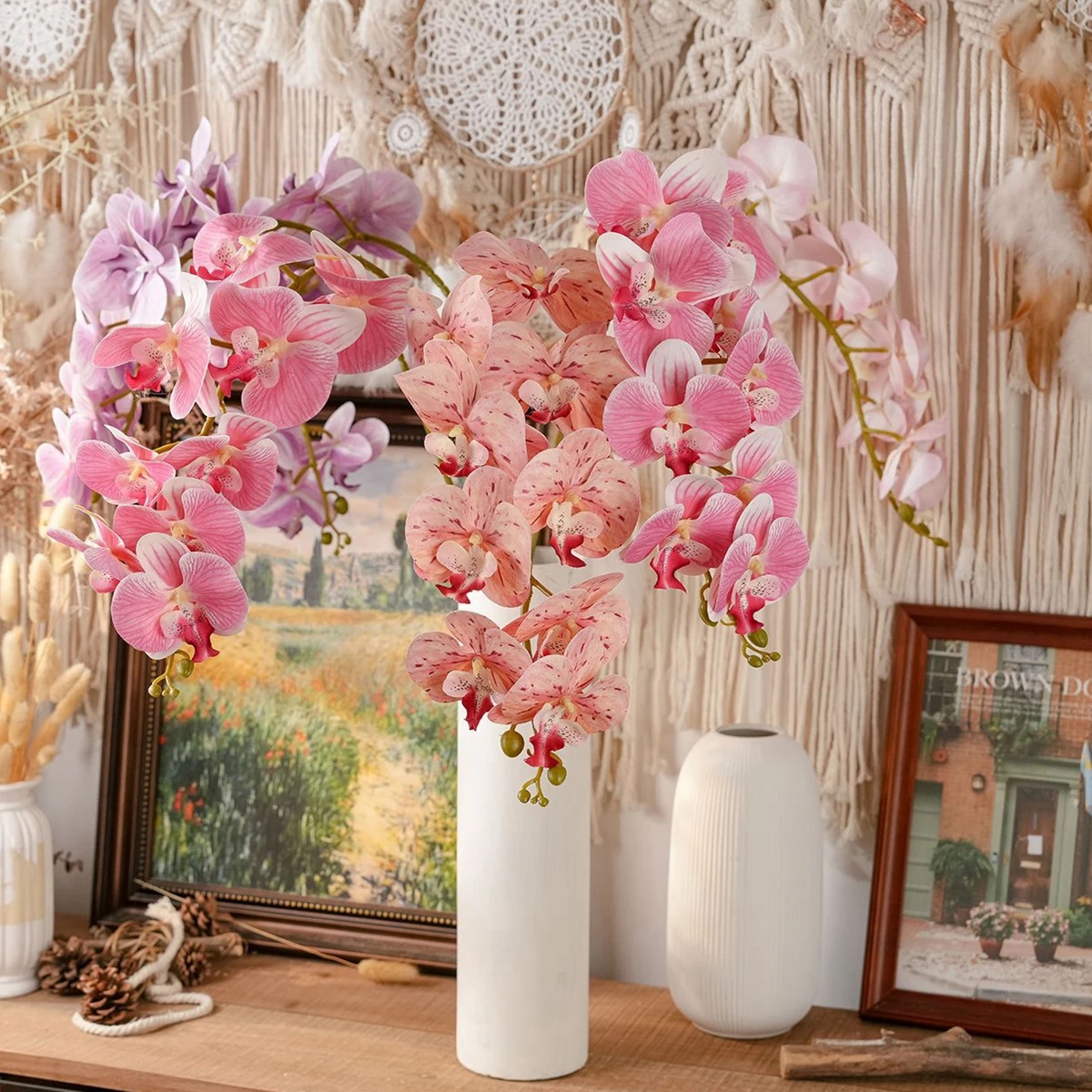 Mehrfarbige, echt anfühlende künstliche Phalaenopsis-Orchidee, 105 cm langer Stiel, künstliche Seidenblume für Heimdekoration, Hochzeitsdekoration. – Detail 2
