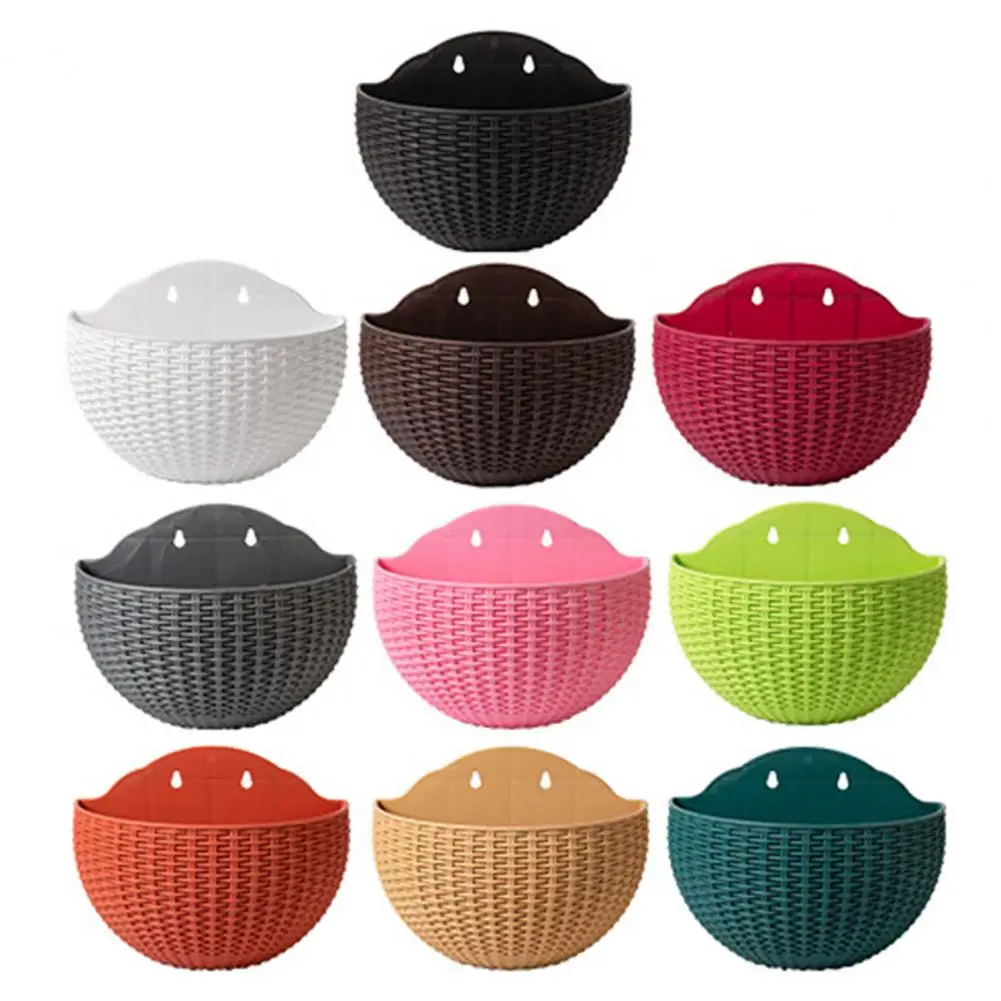 

Настенное кашпо из ротанга, полукруглое, подвесное, для цветов, изысканное, настенное, пластиковое, для сада