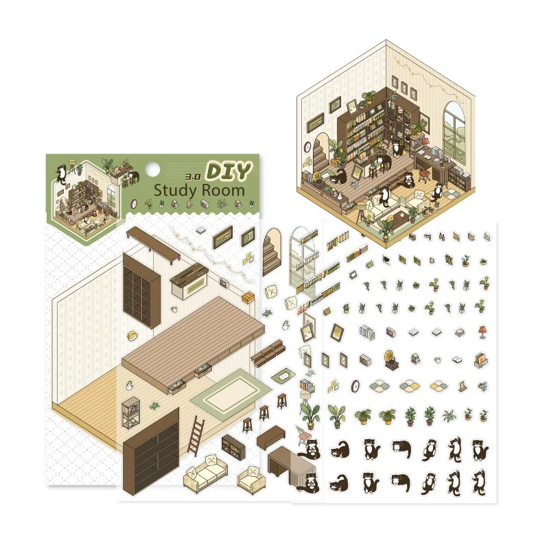 Visual Landscape Stickers Decorative Miniature Detailed 3d House Customizable Stacked Small House Cute Gift For Kid Child