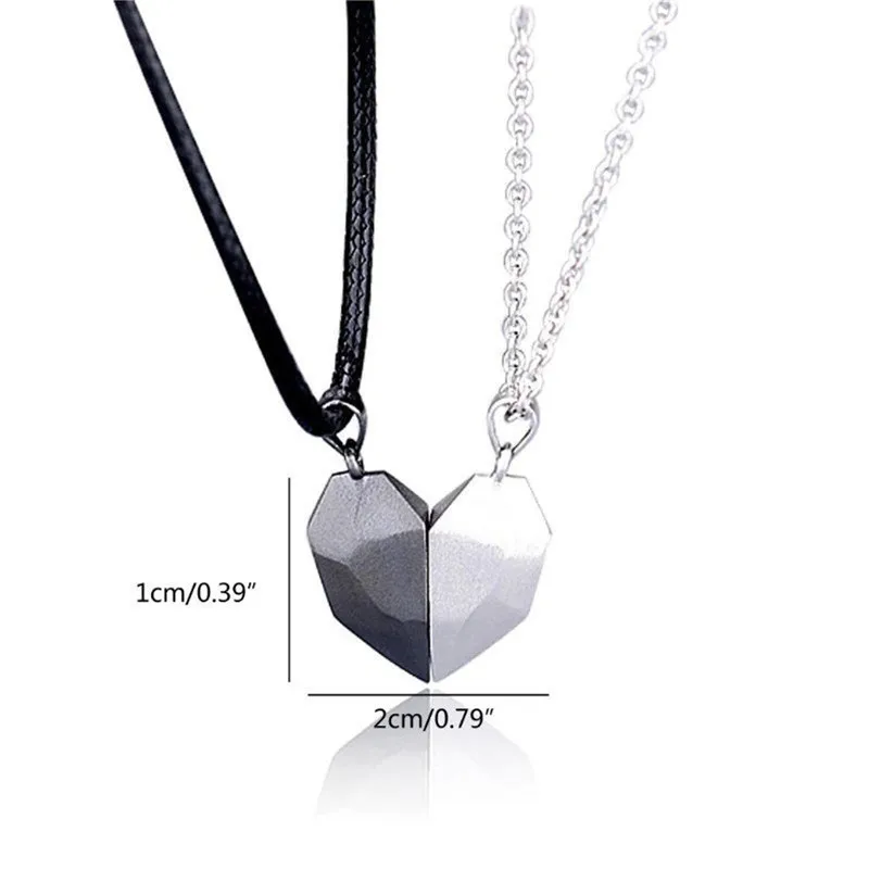 Love Magnet Couple Color Matching Necklace Simple Creative Wishing Stone Heartbreak Stitching-2 Pendant Men and Women - view 4