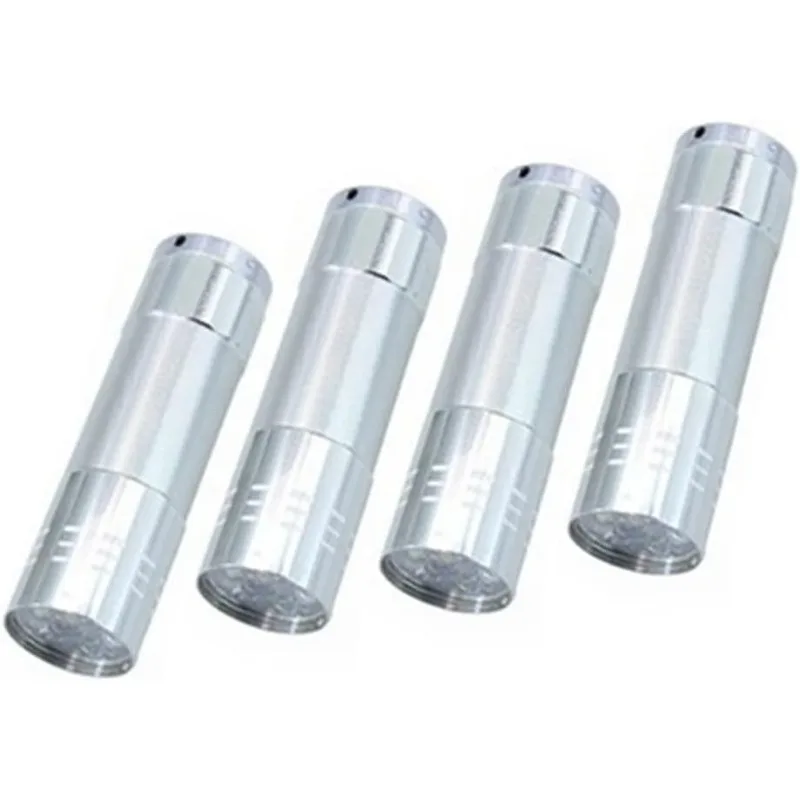 

Pack of 4 Small 9 LED Torche Flashlight, 300 Lumens Super Bright Mini Torch Flashlight, Adjustable Focus for Camping, Hiking