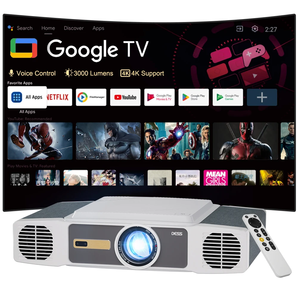 

DESS 4K Projector Hi-Fi Audio HIFI Sound Effect Projector Home Theater Smart Android Projector Autofocus HD BT 5.0