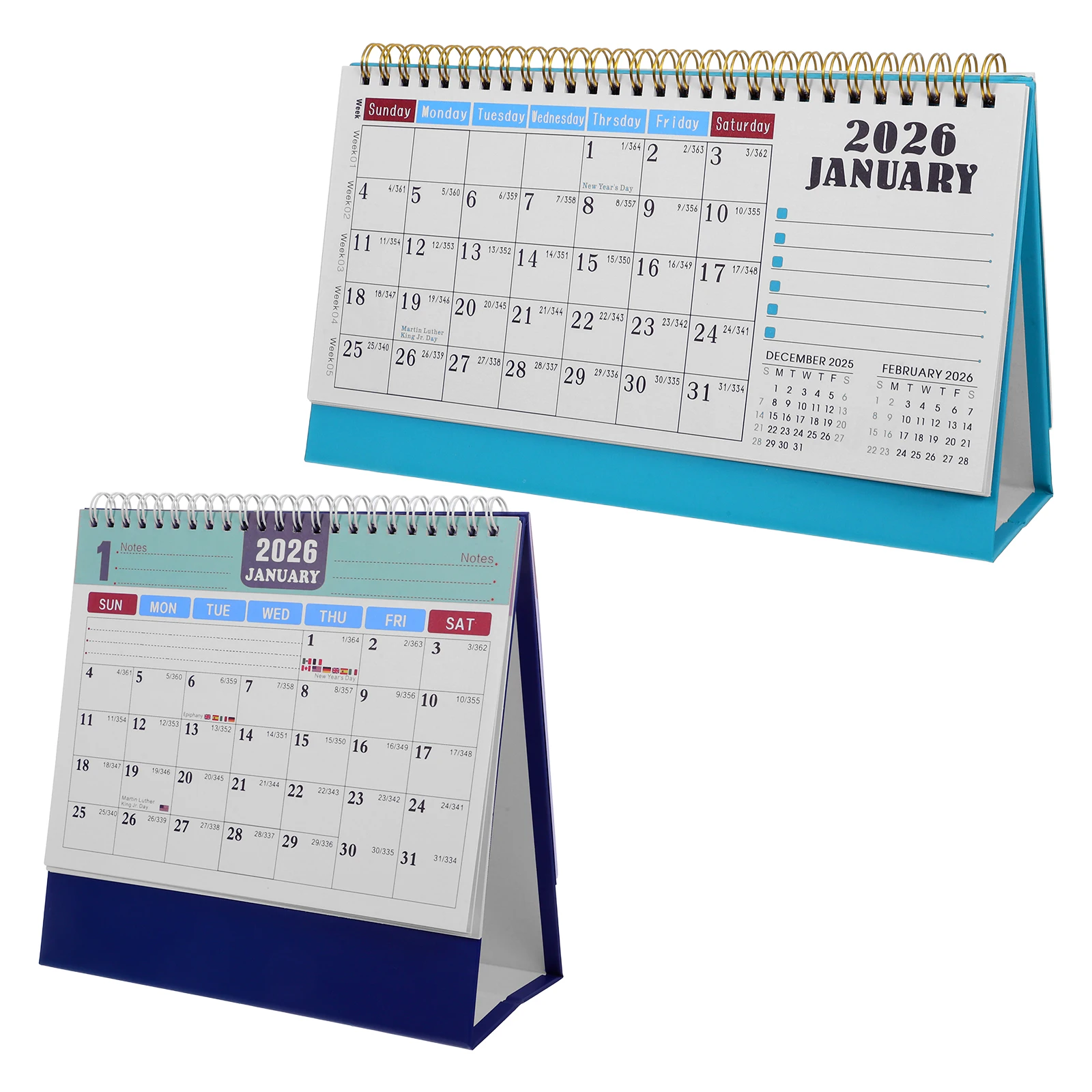 

2pcs 2026 Standing Desk Elegant Flip Table For Office Thick Paper 2025-2026 Desktop Calendar Block Mini