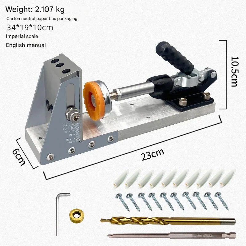 Pocket Hole Jig Kit 7 Pcs Pocket Hole Jig System for DIY Carpentry Projects Woodworking Oblique Hole Positioner Drilling Machine
