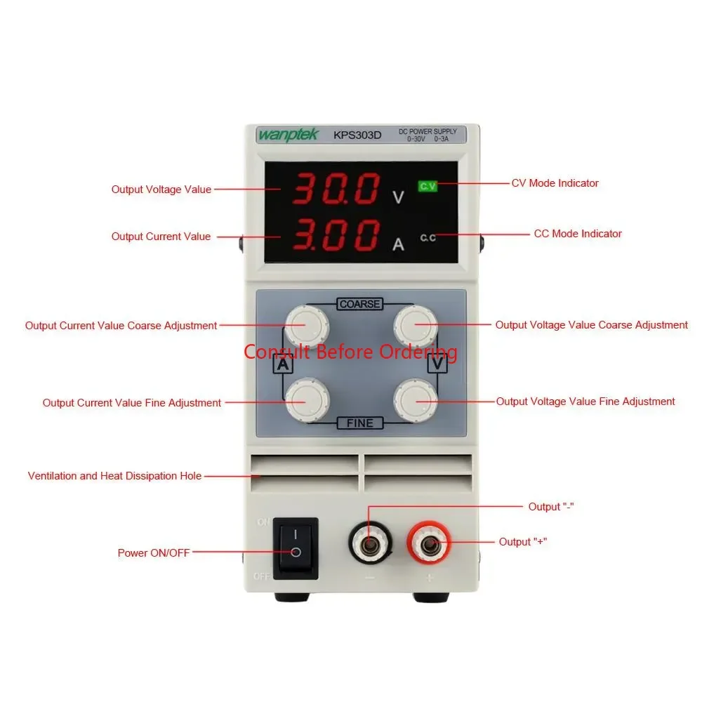 

Switching Display 3 Digits LED 0-30V 0~3A Mini DC Power Supply Precision Variable Adjustable AC 110V/220V 50/60Hz