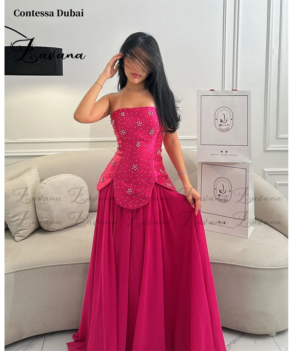 

Contessa Dubai customized A-Line classy Prom Dresses With Crystal Strapless vestidos de noche Floor-Length Formal Evening 2025