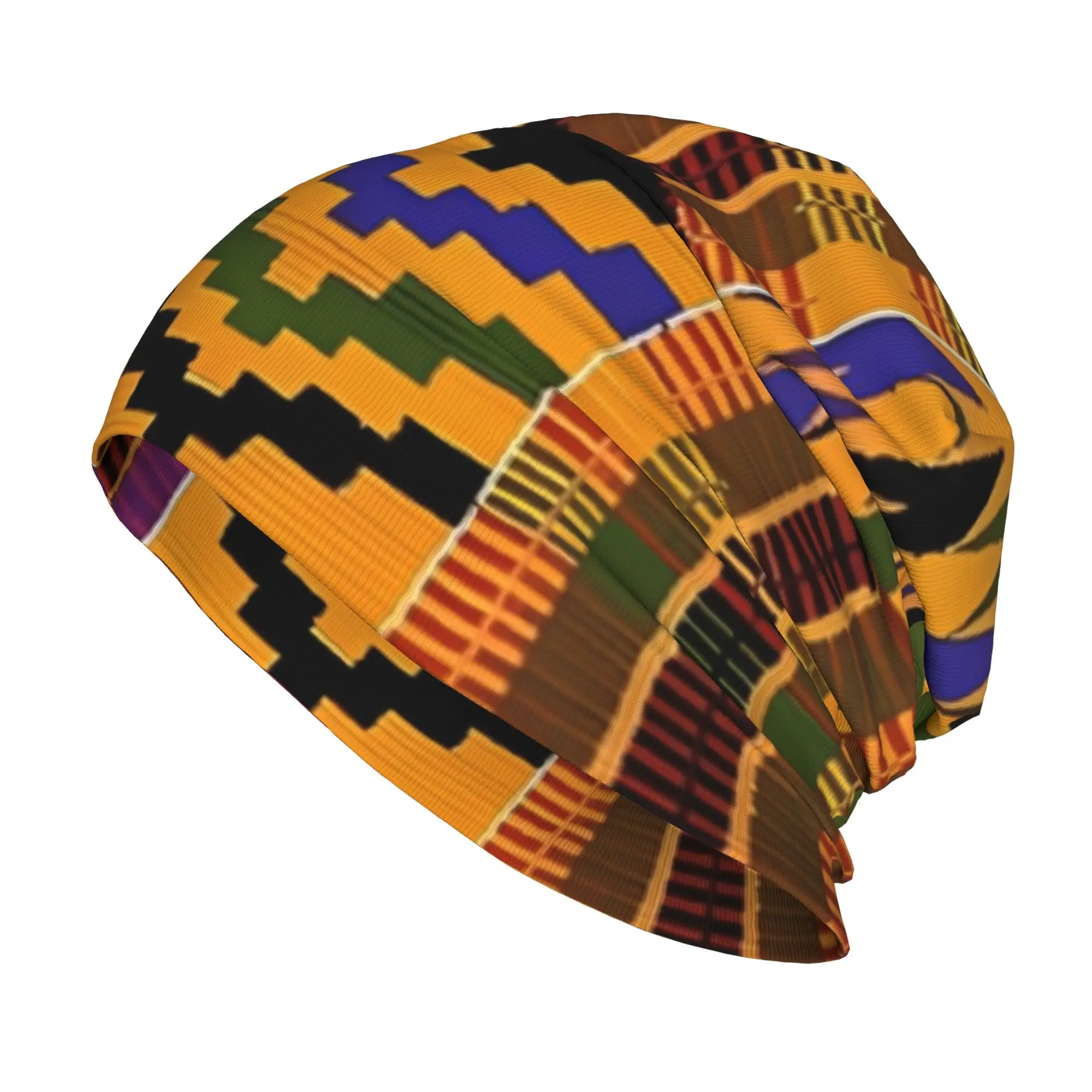 Classical Yellow Outdoor Caps For Men Women Ghanian Kente Cloth Beanies Ski Caps Soft Bonnet Hats Skullies & Beanies Hat