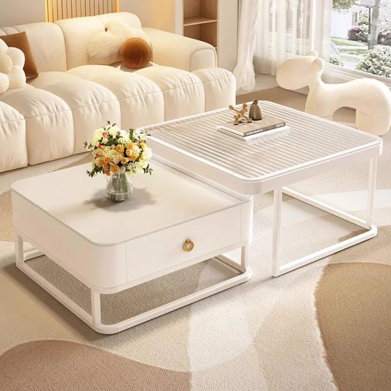 

Living Room Coffee Table Modern Center Design White Minimalist Floor Neat Wood Table Frames Tavolino Da Salotto Home Furnitures