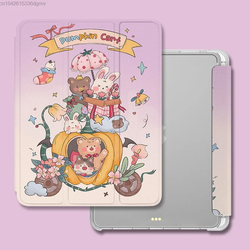 Kawaii Animal Pumpkin Print IPad Protective 2022 Case New Tablet Computer Flat Ipad Mini 6 Pro 12.9 11 Inch Air5 Cover Halloween