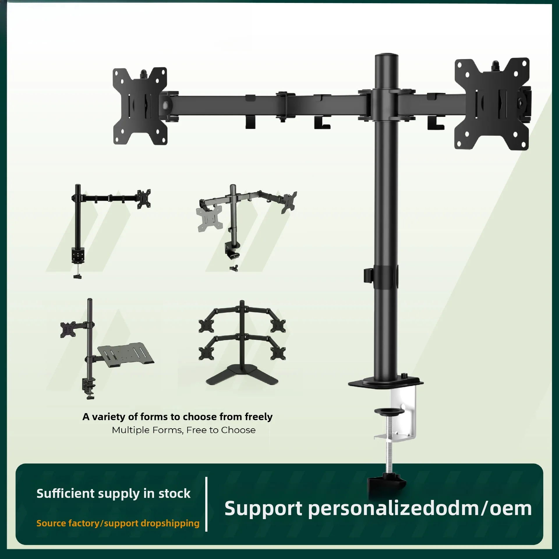 Rotatable Lifting Multi Monitor Desktop Bracket Height Adjustable Computer Stand With Laptop Tray For Office Use