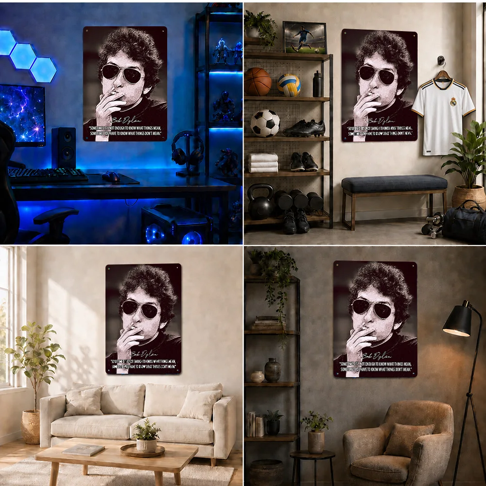 Bob Dylan Sunglasses Quote Textured Metal Poster Vintage Photographic Wall Art For Bedroom Customized Aluminum Sign Fan Gift
