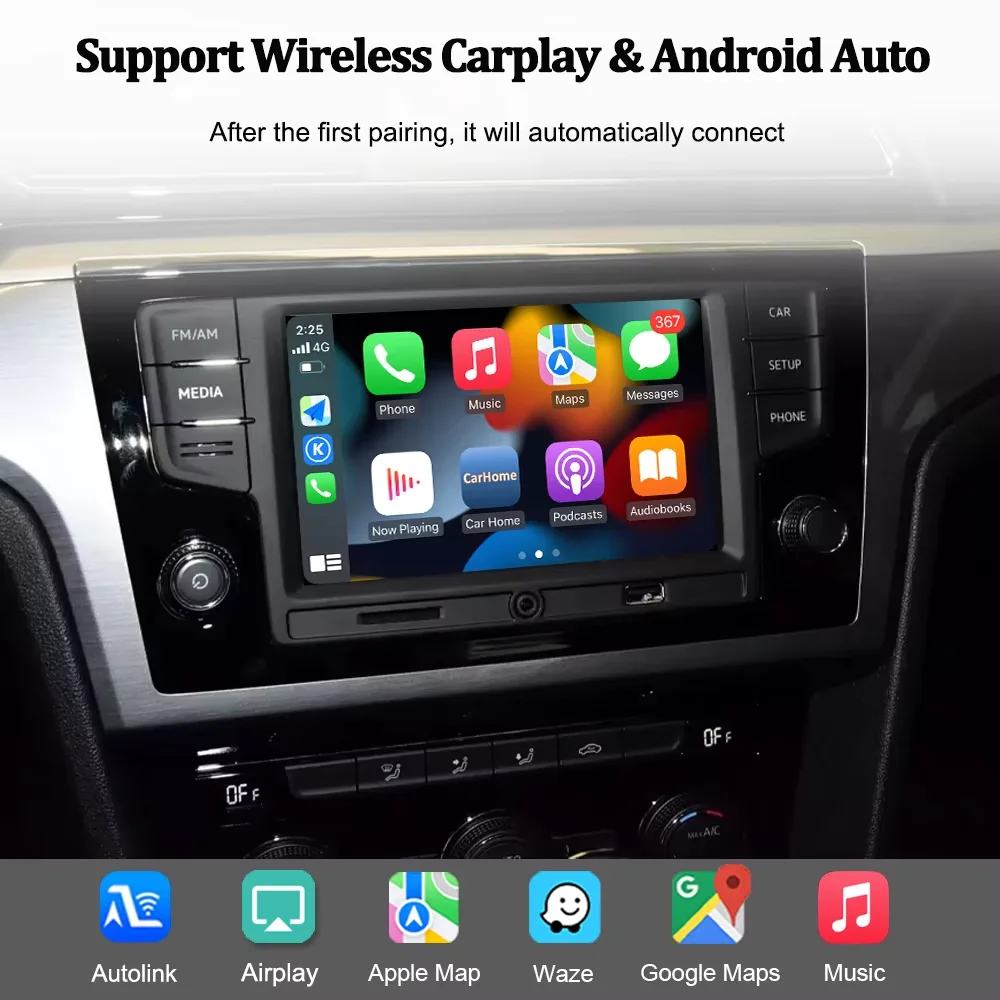 Wireless Apple CarPlay Android Auto Module For VW Volkswagen MIB MIB2 Skoda Octavia A5 Golf 7 Polo Passat B8 Seat Jetta Mirror Link Bluetooth AUX Car Decoder