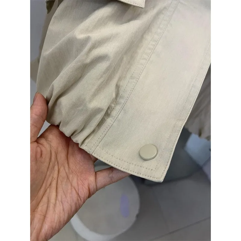 معطف نسائي جديد لربيع وخريف 2025 عالي الجودة بياقة واقفة صغيرة فضفاضة غير رسمية للعمل قصير #6