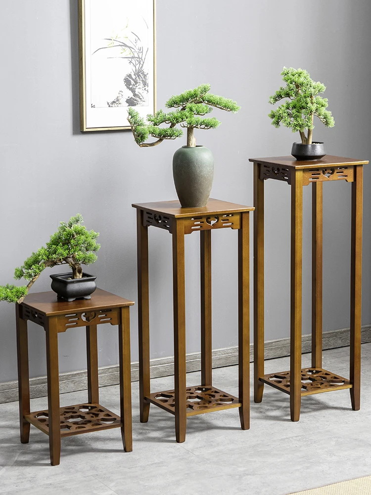 

Living Room Floor Stand Home Plant Locate Premium Aged Bamboo Smoothly Sanded Dual-Layer Storage Strong Load Bearing