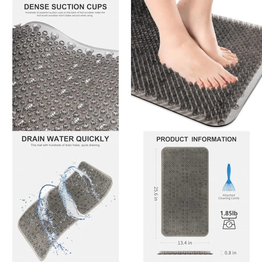 

Non Slip Grassy Bathtub Mat:25.6X13.4 Inch Sturdy But Soft Bath Mat_Quick Drain Shower Floor Mat with Soft Bristles for Scrubbi