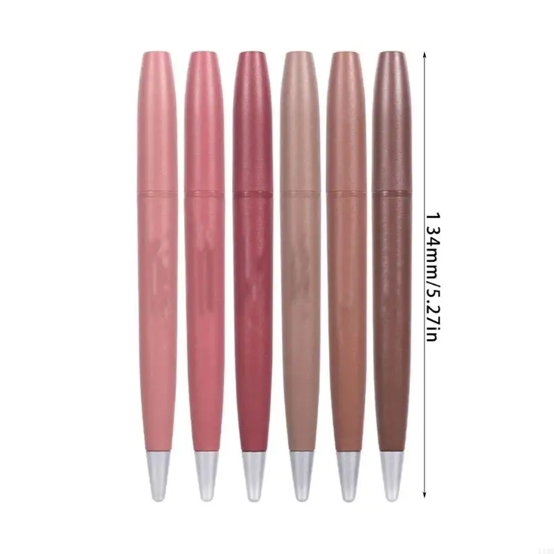 6pcs lip liners พื้นผิวเรียบไม่มีลิปกลอสถ้วยซีดจางสำหรับริมฝีปากเต็ม t4mb