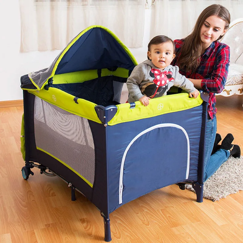Baby Playpen Folding Crib Removable Portable Multifunctional Installation-free Baby Bed Game Children Bed Suitable for 0-3 Years