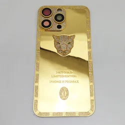 New Gold Plated Exquisite Deep Carving Electroplating Mobile Phone Cover Case Frame With Zircon For iphone
