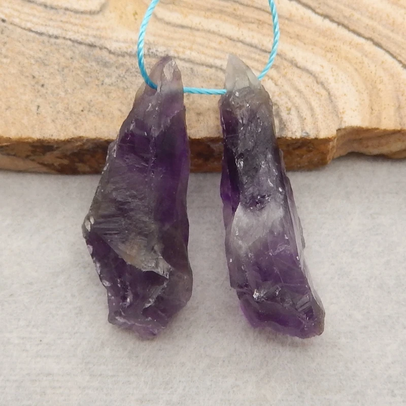 Natural Stone Nugget Amethyst Gemstone DIY Jewelry Making Women Earring Bead Accessories 30x12x9mm 6g