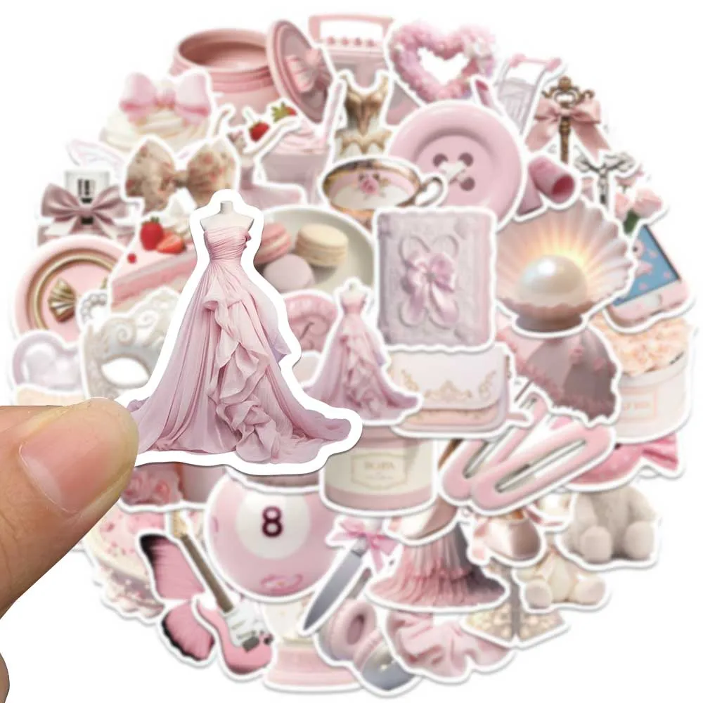 50PCS Ins 3D Pink Kawaii Elegant Ballet Girls DIY Stickers Aesthetic Fridge Laptop Phone Diary Car Vinyl Decoration Gift Sticker