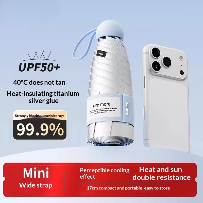 

Зонт-капсула, зонт от солнца, универсальный зонт для солнца и дождя, защита от УФ-излучения с UPF50+, легкий и портативный.